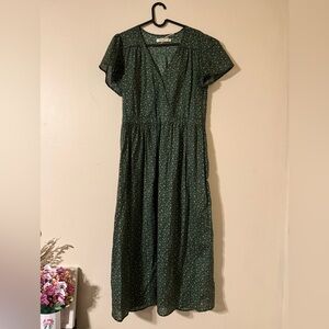 Simply Dawn Dark Green Floral Midi Dress